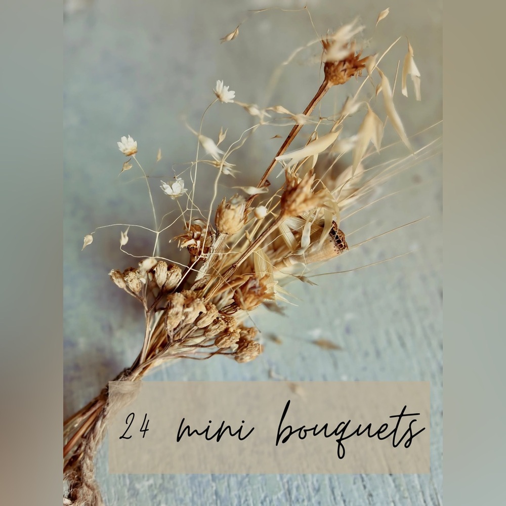 ✨ 24 Mini Dried Flower Bouquets - Rustic Boho Wedding Favors & Decor ✨
